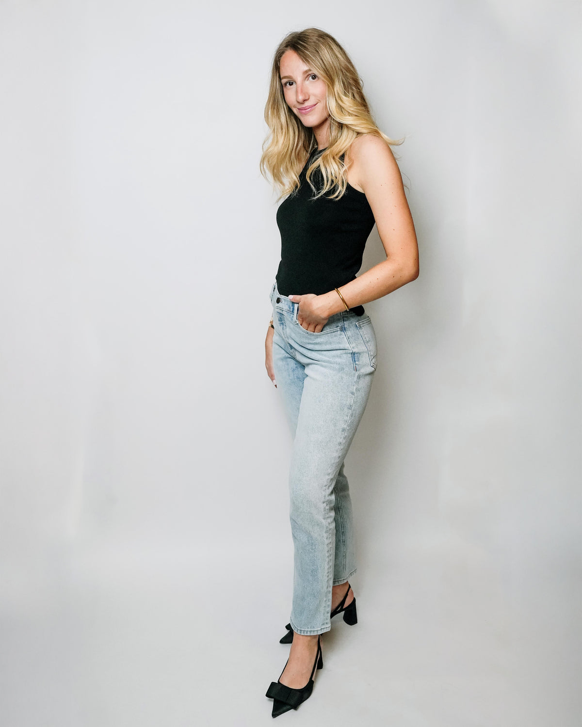 Jean Mom Bizzbee Clair Taille Haute - Taille 36, Coupe Confortable En Coton élasthanne, Excellent état